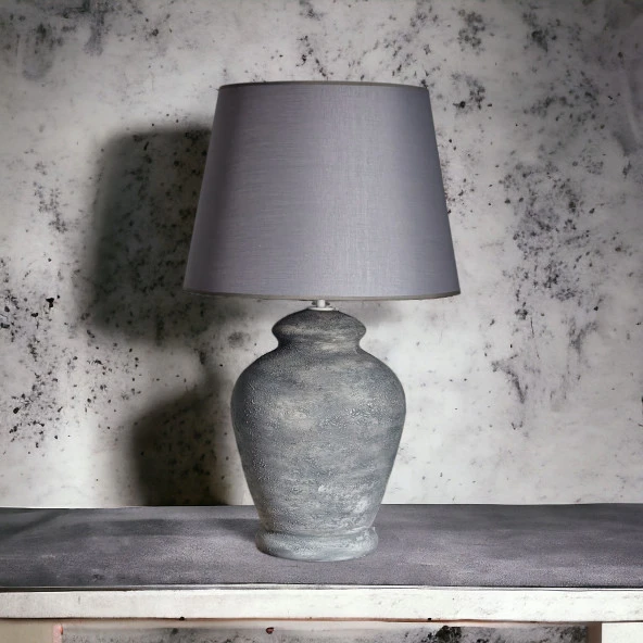 Qdec Vintage Seramik Abajur Rustik Modern Gri - Fransız Gri - 3