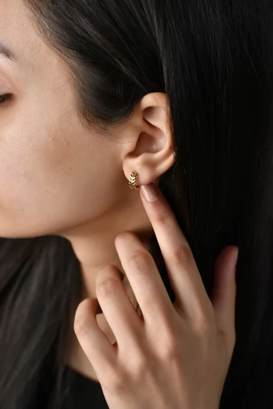 ÇG Kp28 Başak Model Altın Küpe - 3