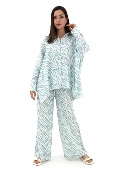 Zebra Desenli Alt Üst İkili Takım - Mavi - Resim 2