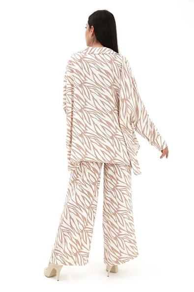Zebra Desenli Alt Üst İkili Takım - Bej - 5