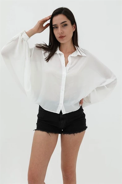 Yarasa Kol Gömlek - Ekru ürün görseli 1