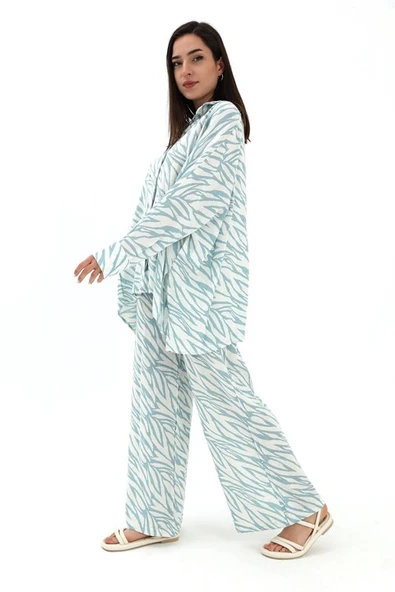 Zebra Desenli Alt Üst İkili Takım - Mavi - Resim 3