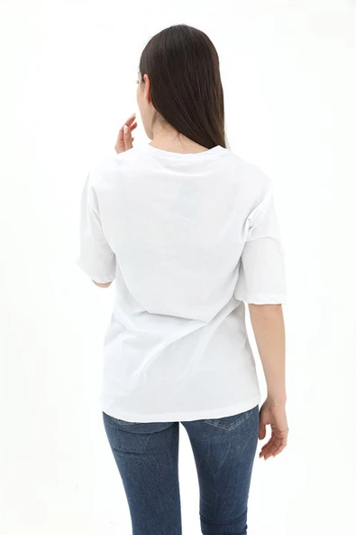 Bisiklet Yaka Denver Leagune Baskılı T-Shirt - Beyaz - Resim 3