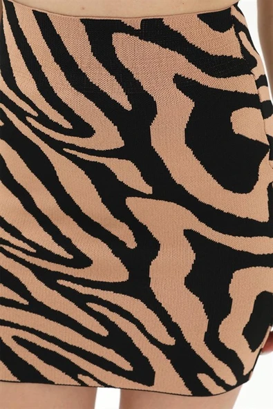 Zebra Desen Etek - Camel - Resim 6