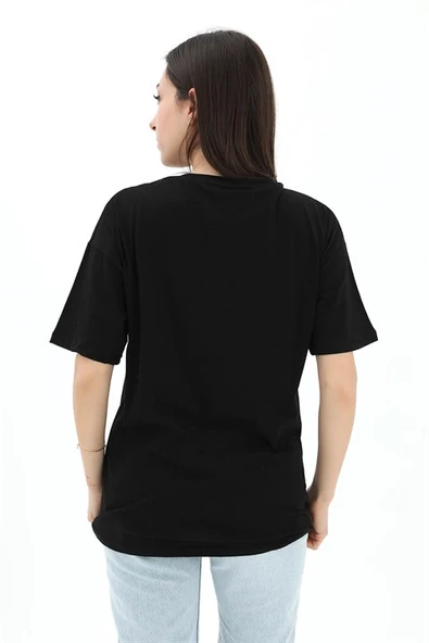 Bisiklet Yaka El Baskılı Süprem T-shirt - Siyah - Resim 3