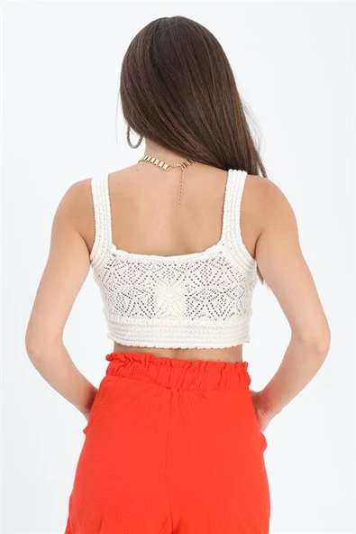 Ajurlu Atlet - Ekru - Resim 4