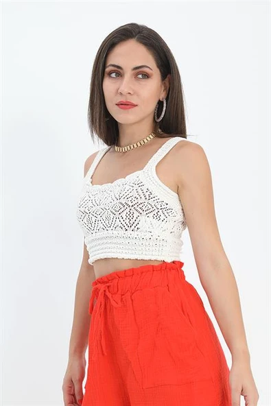 Ajurlu Atlet - Ekru - Resim 3