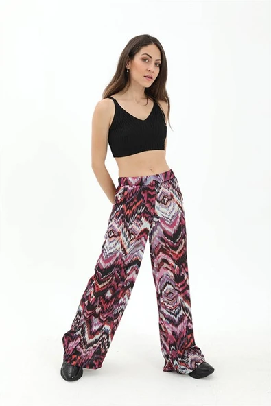 Dalga Desenli Pantolon - Mor ürün görseli 1