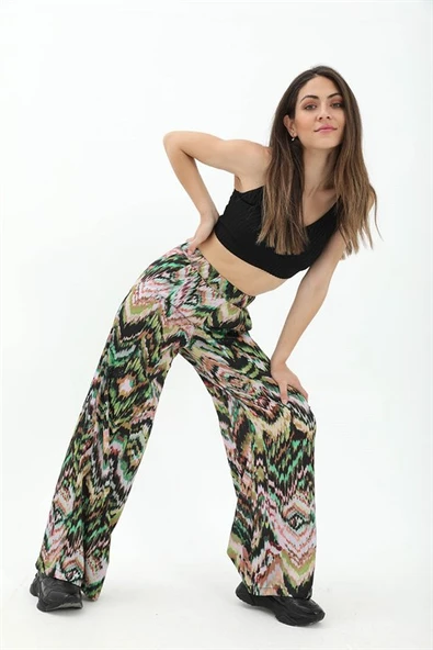 Dalga Desenli Pantolon - Yeşil ürün görseli 1