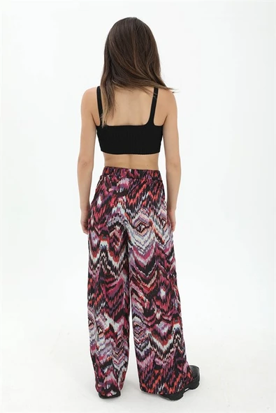 Dalga Desenli Pantolon - Mor - Resim 5