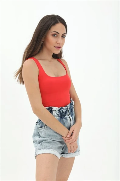 Kare Yaka Kolsuz Atlet - Mercan - Resim 2