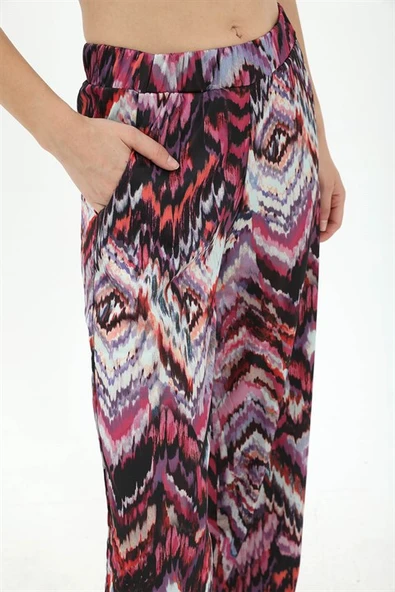 Dalga Desenli Pantolon - Mor - Resim 6