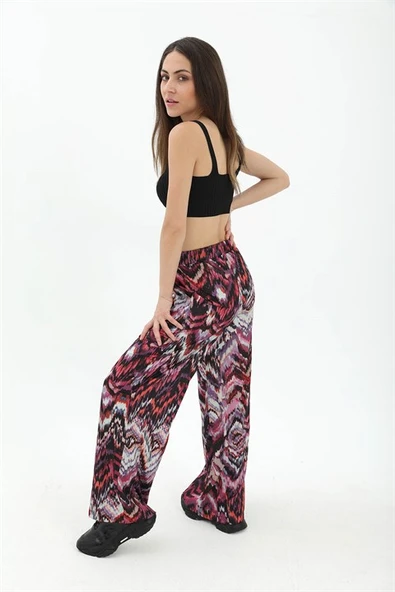Dalga Desenli Pantolon - Mor - Resim 4