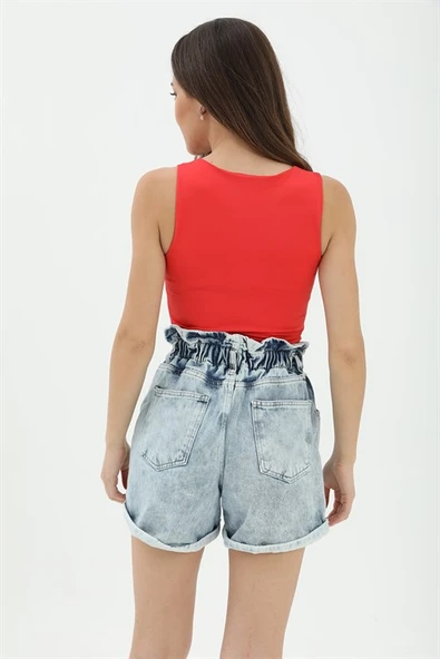 Kare Yaka Kolsuz Atlet - Mercan - Resim 3