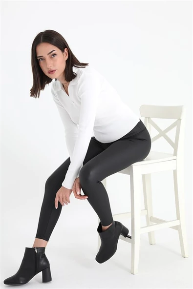 Uzun Kol Polo Yaka Triko - Ekru ürün görseli 1