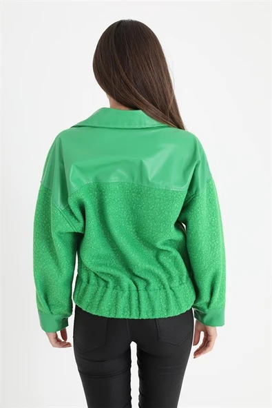 Beli Lastikli Çıtçıtlı Bergamo Gömlek Ceket - Yeşil - Resim 7