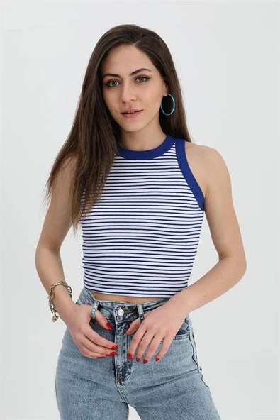 Atlet Geniş Biyeli Çizgili Kaşkorse - SaksMavisi ürün görseli 1