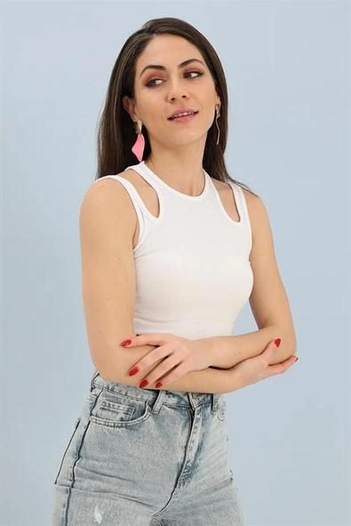 Atlet Çift Askılı Kaşkorse - Beyaz - Resim 2