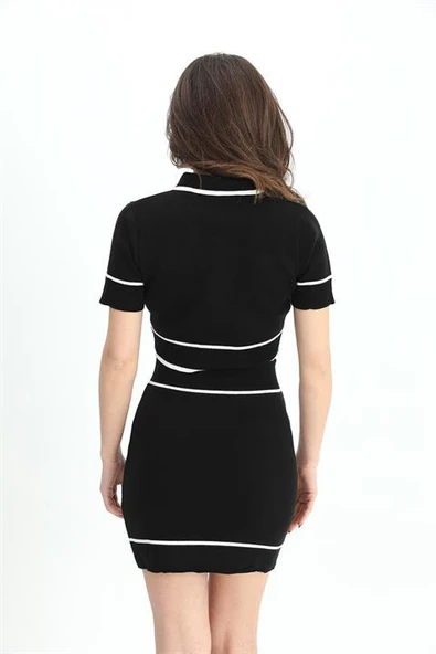 Takım Triko Cep Detaylı Düğmeli - Siyah - Resim 4