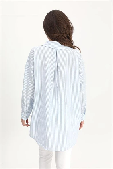 Gömlek Cebi Nakış Püsküllü Gofre - Mavi - Resim 3