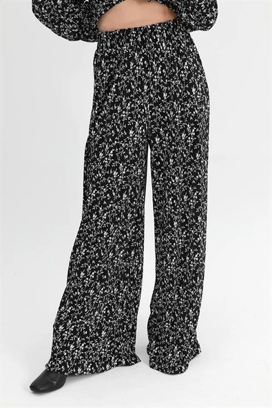 Takım Piliseli Örme Çiçek Desenli - Siyah - Resim 5