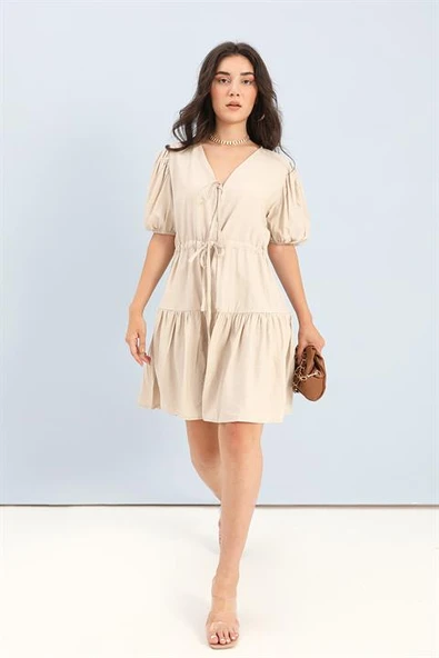 Elbise Balon Kol Beli Büzgülü - Taş ürün görseli 1