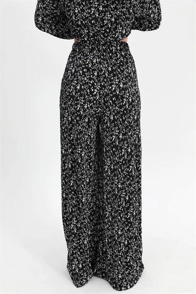 Takım Piliseli Örme Çiçek Desenli - Siyah - Resim 6