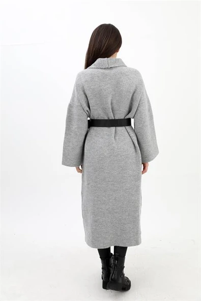 Uzun Salaş Triko Hırka - Gri - Resim 3