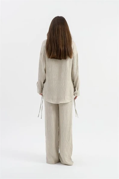 Yandan Bağlamalı Tunik Gömlek - Taş - Resim 4