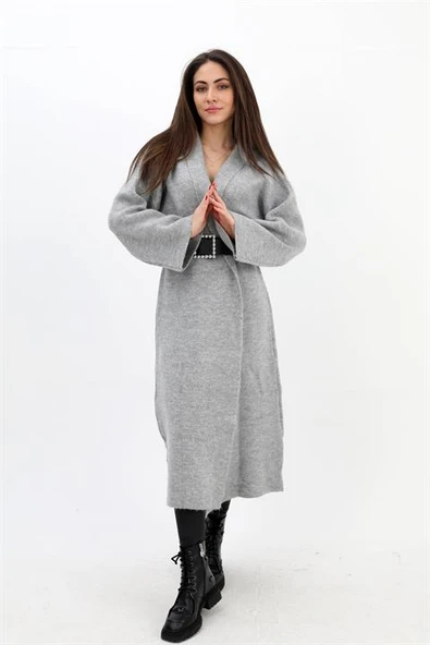 Uzun Salaş Triko Hırka - Gri ürün görseli 1