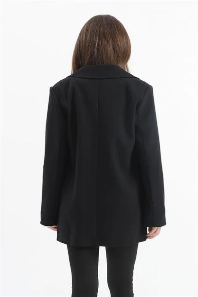 Kol Ağzı Çizgili Cepli Poliviskon Ceket - Lacivert - Resim 5