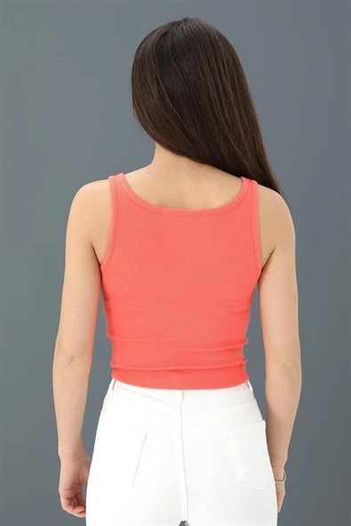 Atlet Önü Büzgülü Crop - Oranj - Resim 3