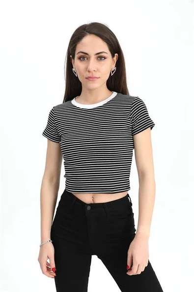 Bluz Bisiklet Yaka Çizgili Kaşkorse - Antrasit ürün görseli 1