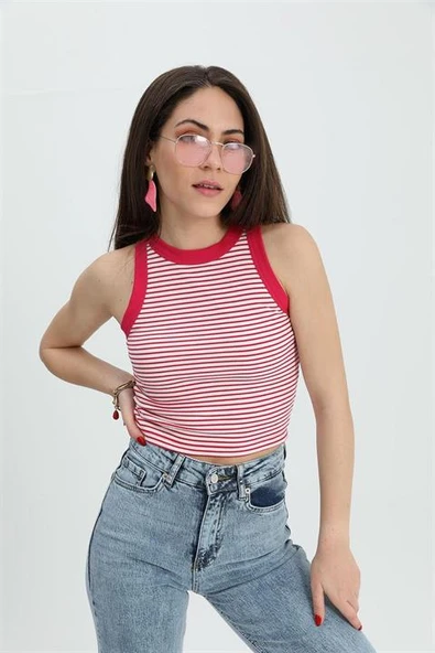 Atlet Geniş Biyeli Çizgili Kaşkorse - Mürdüm - Resim 2