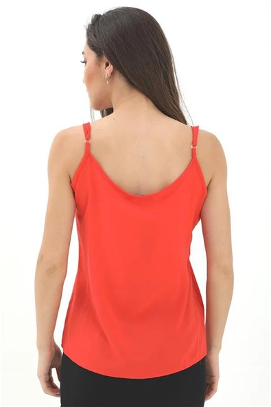 İp Askılı Ayarlanabilir Dantelli Atlet - Mercan - Resim 4