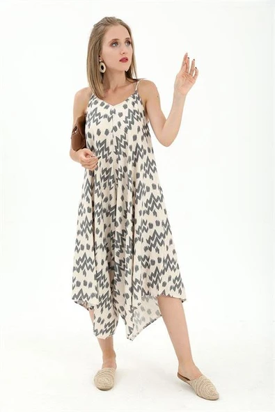 Tulum Ayarlanabilir Askılı Keten Desenli - Antrasit ürün görseli 1