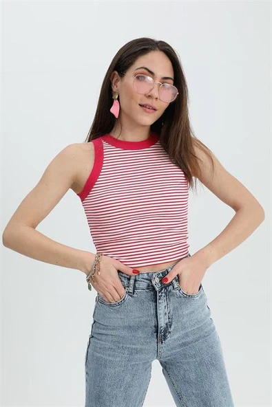 Atlet Geniş Biyeli Çizgili Kaşkorse - Mürdüm ürün görseli 1