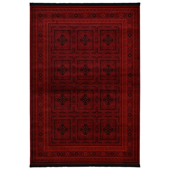 Afgan Türkmen Otantik Desenli Dokuma Bordo Oturma Odası Salon Mutfak Halısı 5969A_ZS72 - 2