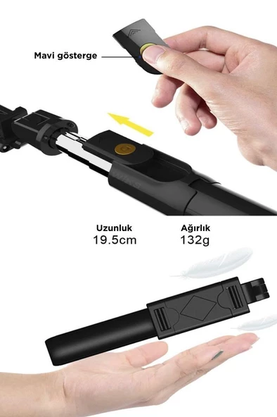 Torima Uzaktan Kumandalı K07 Mini Kablosuz Selfie Çubuğu - 3