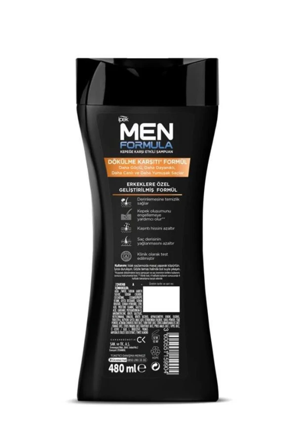 İpek Men Formula Dökülme Karşıtı & Kepeğe Karşı Etkili Şampuan 480 ml - 2