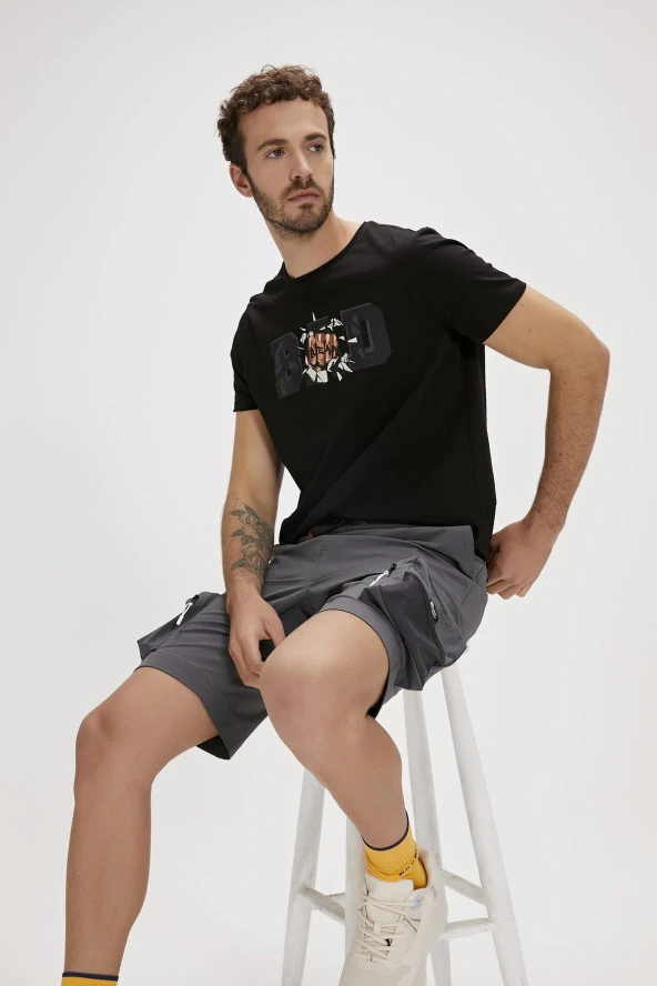 Bad Bear Bang Baskılı Erkek T-shırt 24.01.07.058 Siyah - Resim 2