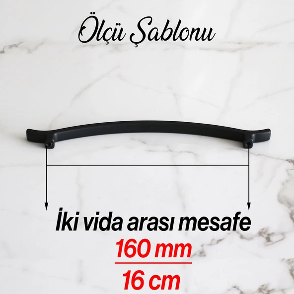 Merve (160 MM - 16 CM) Mat Siyah Metal Kulp Mobilya Çekmece Mutfak Dolap Kulpları Dolabı Kulbu Kulpu - Resim 6