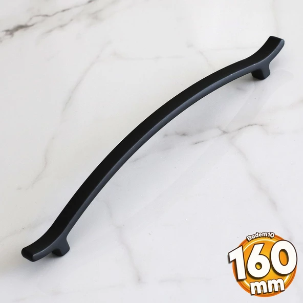 Merve (160 MM - 16 CM) Mat Siyah Metal Kulp Mobilya Çekmece Mutfak Dolap Kulpları Dolabı Kulbu Kulpu