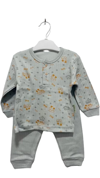 uğurböceğiçocuk Çıtçıt Düğmeli Desenli Alt Üst Takım Bebek Pijama Takım - 7
