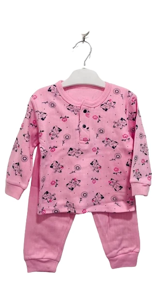 uğurböceğiçocuk Çıtçıt Düğmeli Desenli Alt Üst Takım Bebek Pijama Takım - 11