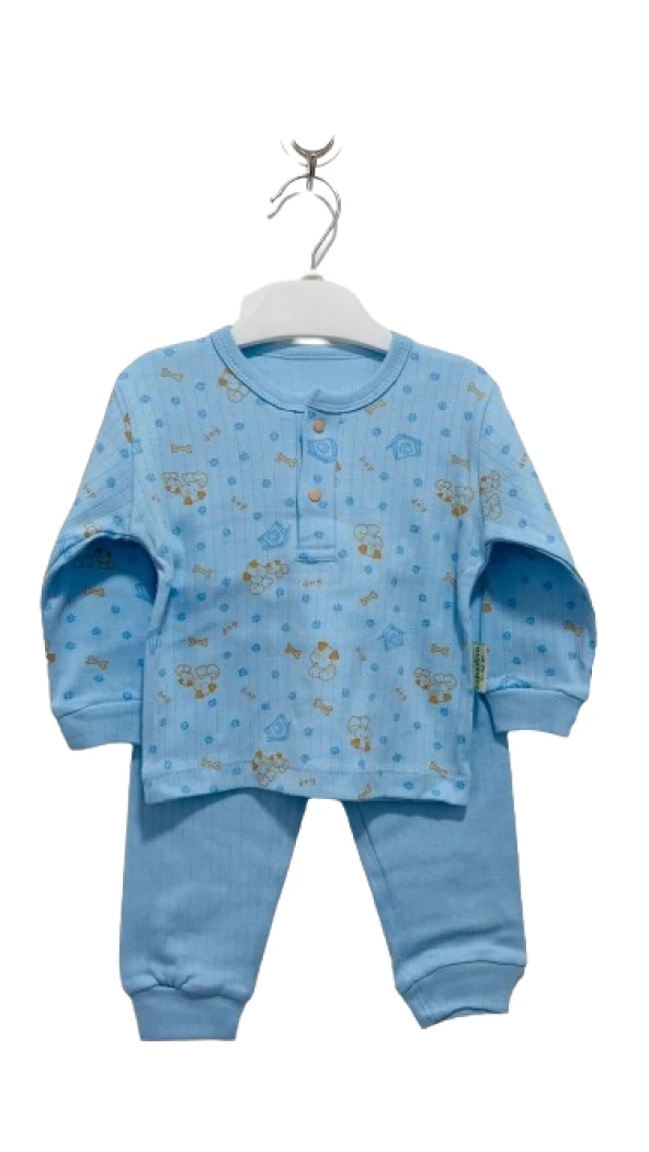 uğurböceğiçocuk Çıtçıt Düğmeli Desenli Alt Üst Takım Bebek Pijama Takım