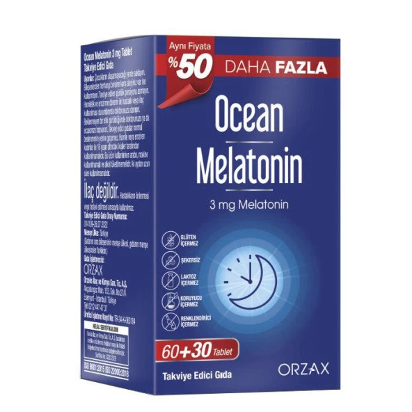 Orzax Ocean Melatonin 3 mg 60+30 Tablet