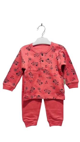 uğurböceğiçocuk Çıtçıt Düğmeli Desenli Alt Üst Takım Bebek Pijama Takım - 8