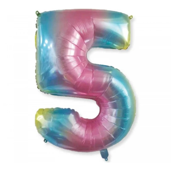 5 Rakam Rengarenk Folyo Balon 40 inç 100 cm