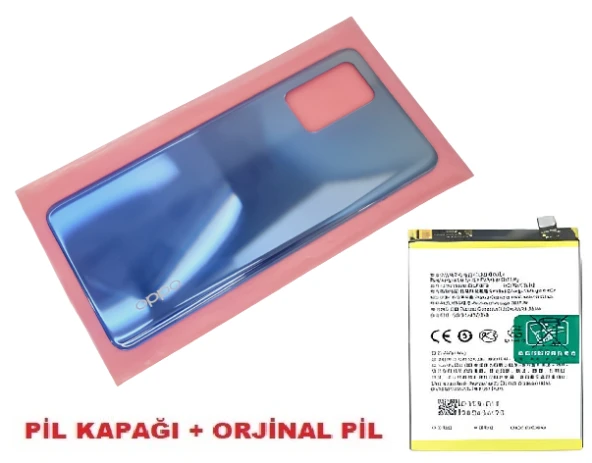Tkgz Oppo A74 Arka Pil Batarya Kapağı + PİL (CAM) MAVİ